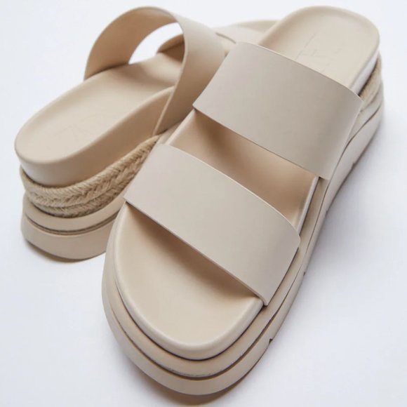 NWT Chunky Ecru Esparto Detail Sandals, 9